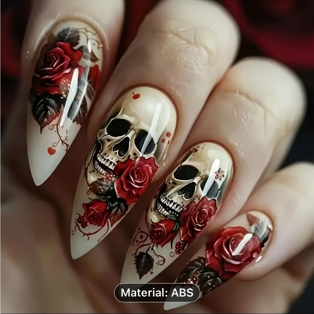 Skull and Rose  press on Nails